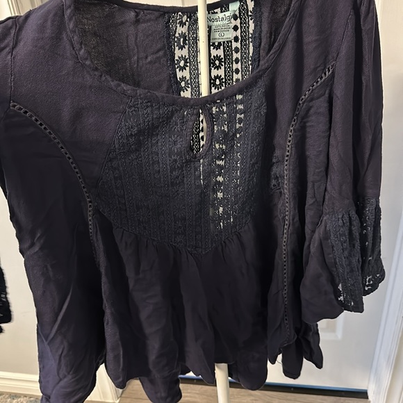 Nostalgia size L  flowing top. Navy. Boho - Picture 3 of 9